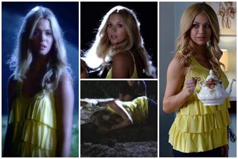 pretty little liars aria costume|alison dilaurentis yellow outfit.